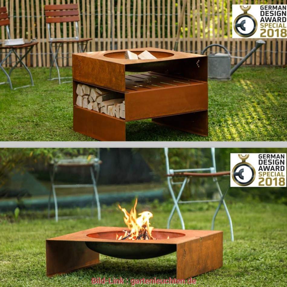 feuerstelle garten stahl design garten feuerstelle gartenleuchten 45