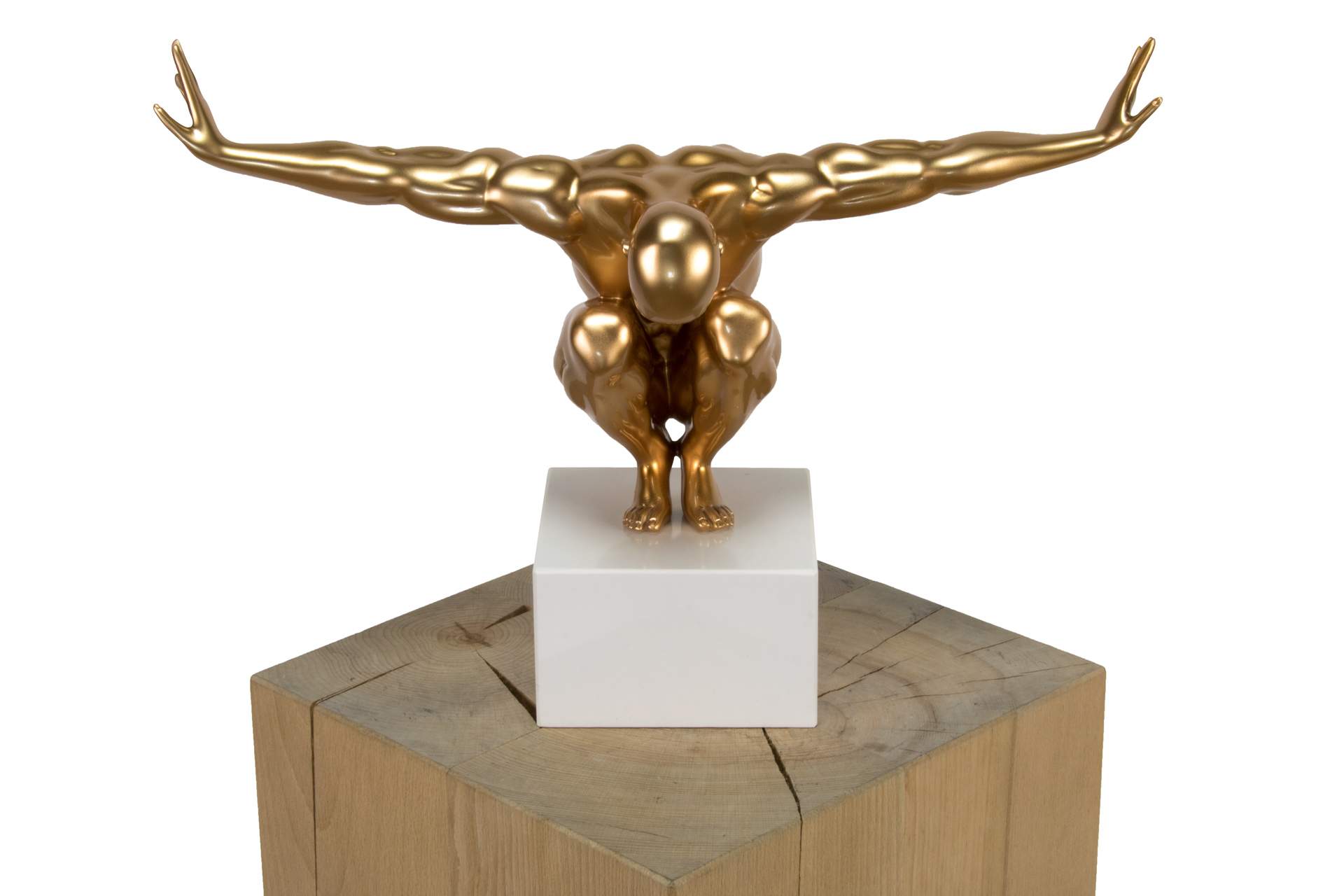 KL modern athlet deko gold skulptur statue aus stein figur plastik 01