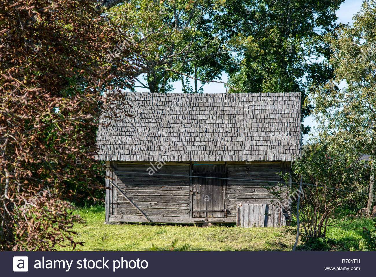 old wooden countryside house architecture details and elements of construction R78YFH
