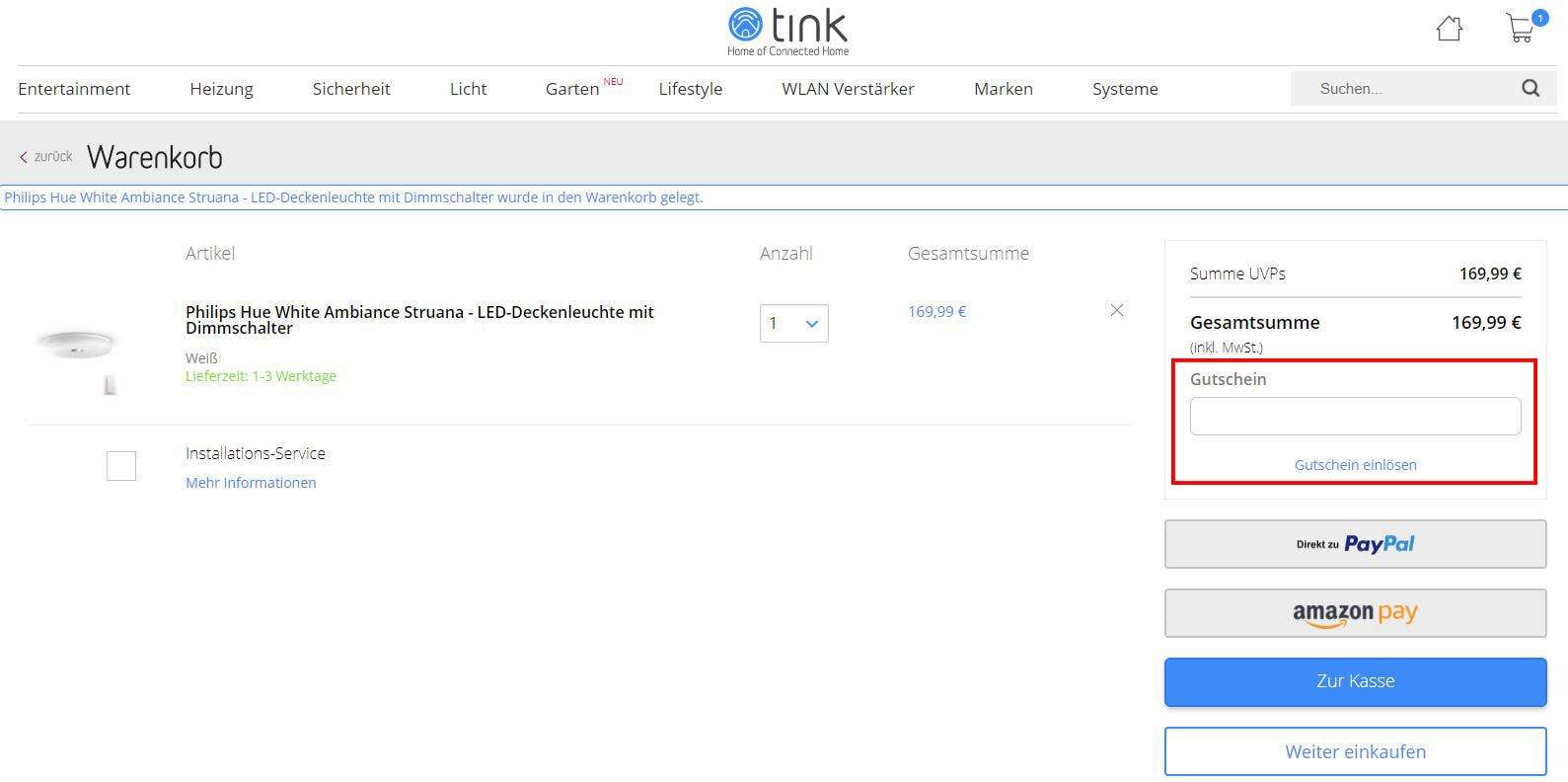 tink gutschein einloesen