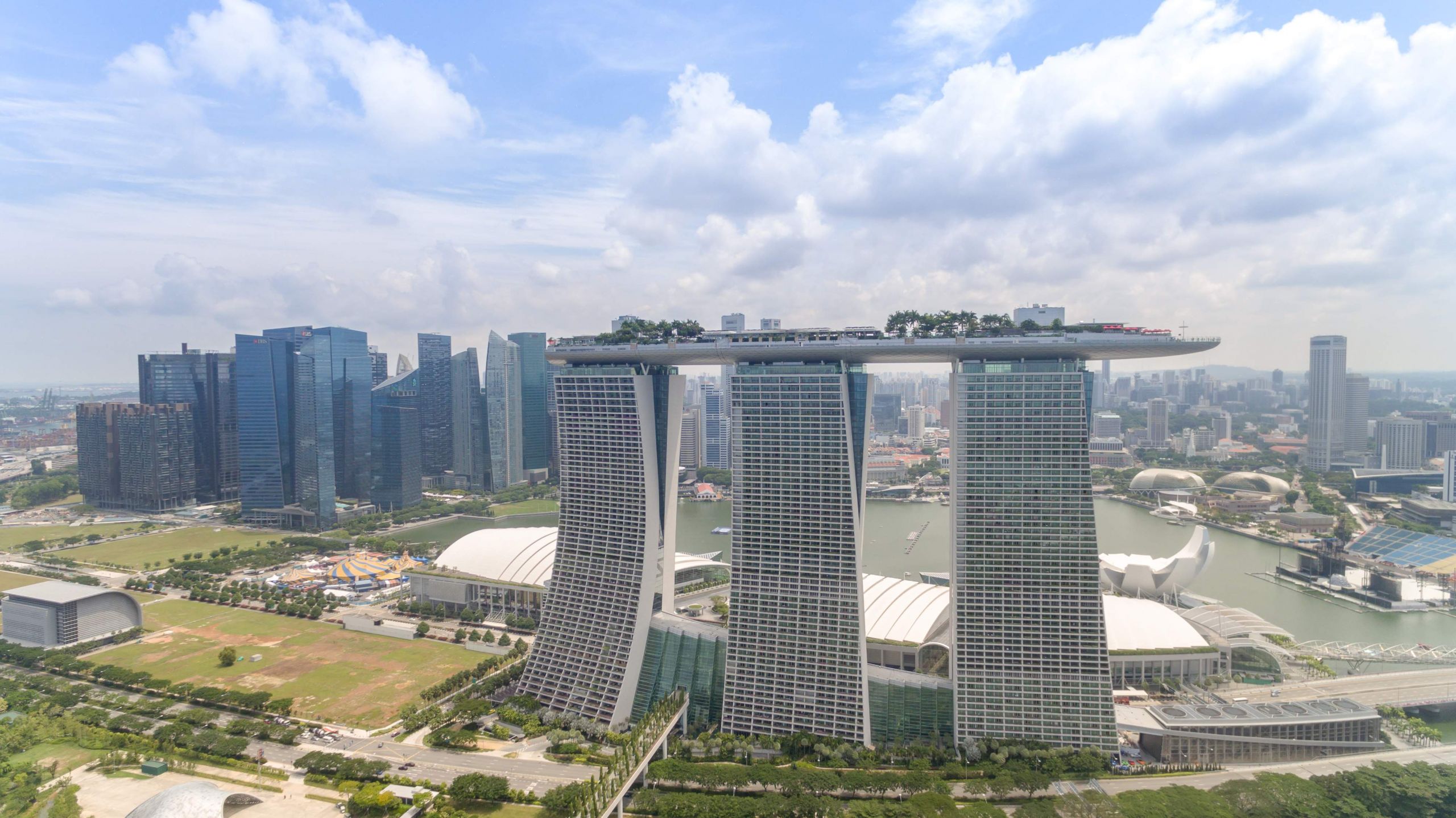 Aerial of Marina Bay Singapore %