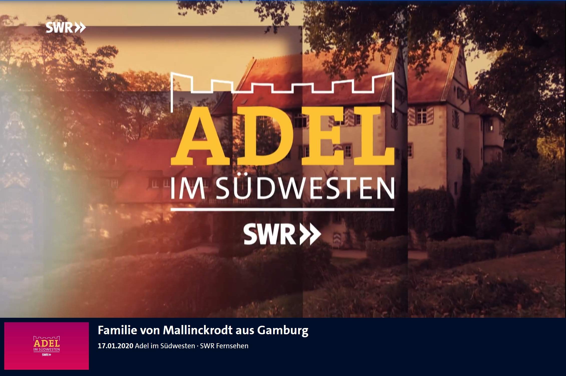 Ferienwohnung Eventlocation Bahnhof Gamburg Liebliches Taubertal ARD SWR Adel im Suedwesten Familie von Mallinckrodt aus Gamburg