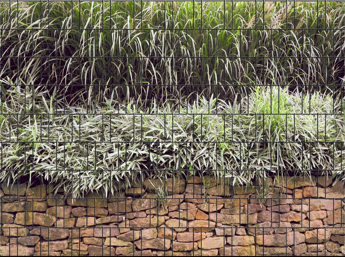 Steinmauer Bedruckter Zaun Sichtschutz Streifen 2